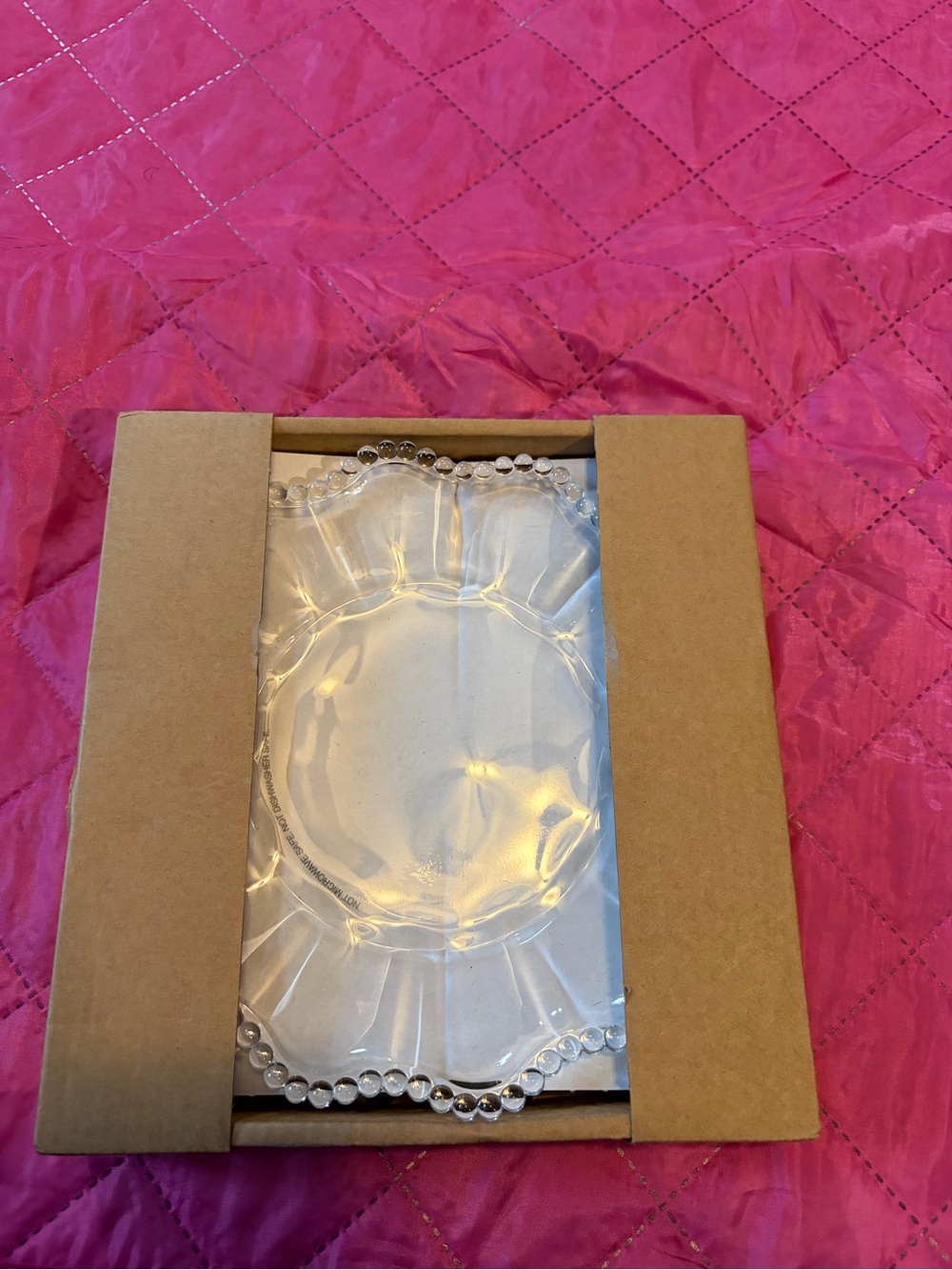 Clear Beaded Edge glass Serving plate - transparent